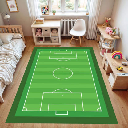 Soccer Field Washable Kids Playroom Rug