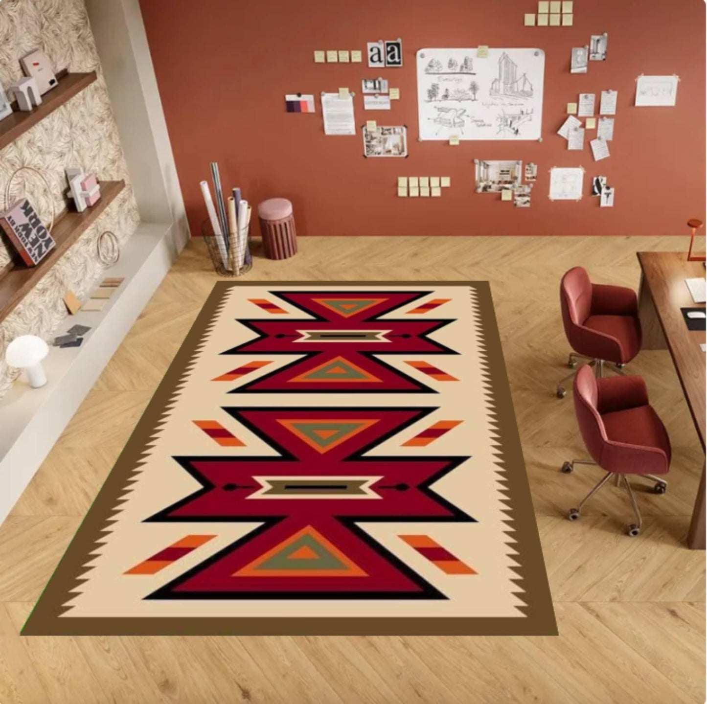 Tribal Boho Aztec Southwestern Geometric Rug Washable Non-slip