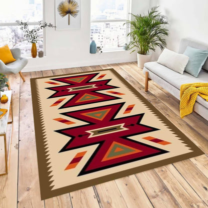 Tribal Boho Aztec Southwestern Geometric Rug Washable Non-slip