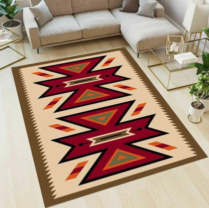 Tribal Boho Aztec Southwestern Geometric Rug Washable Non-slip