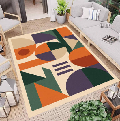 Mid-Century Modern Geometric Area Rug – Abstract Art Washable