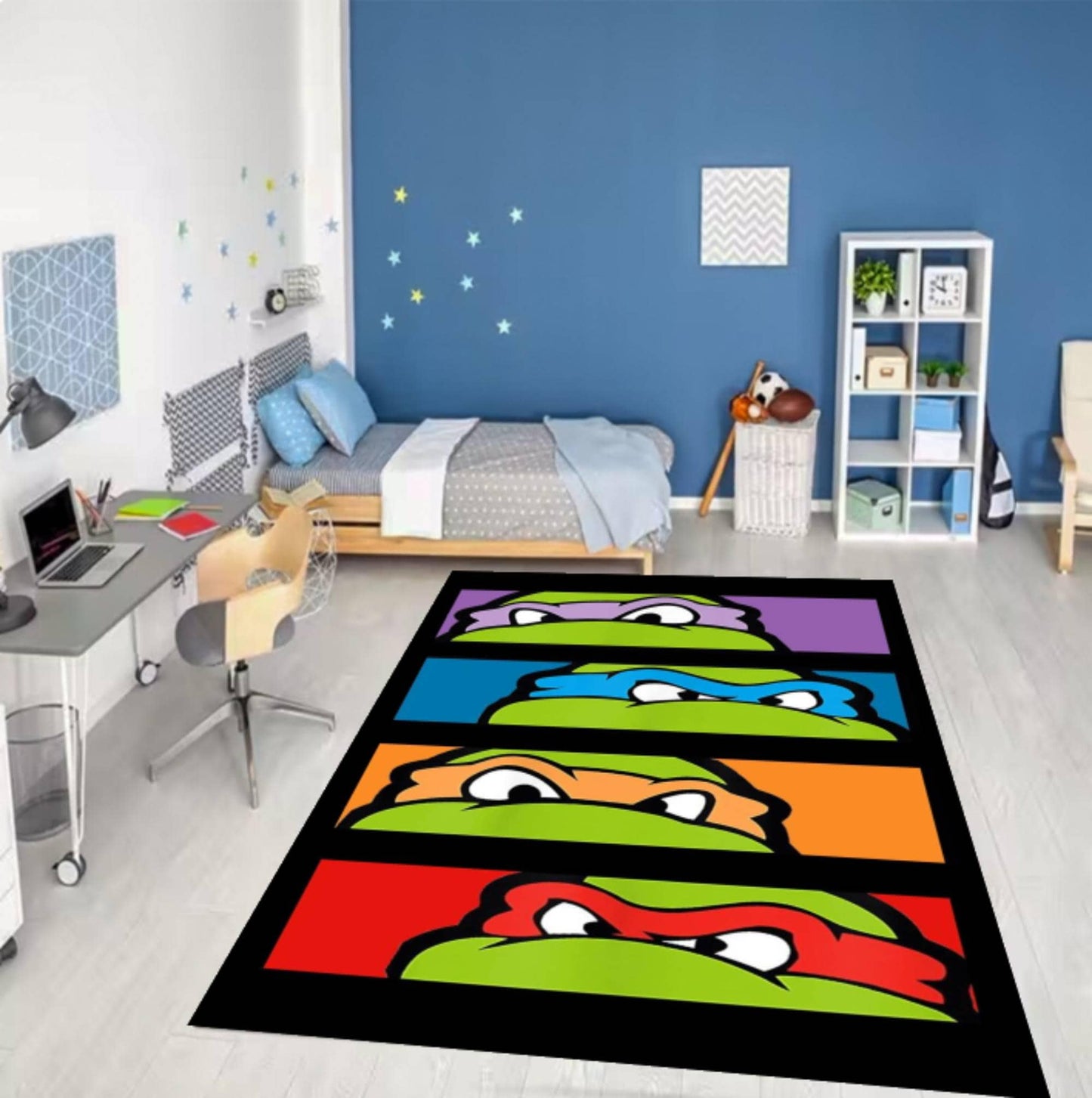 Cute Turtle Kids Area Rug – Cartoon Sea Animal Washable Non-Slip