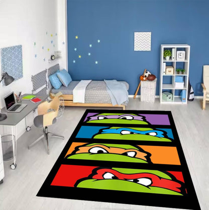 Cute Turtle Kids Area Rug – Cartoon Sea Animal Washable Non-Slip