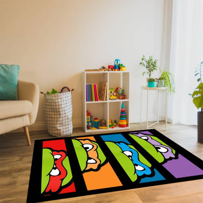 Cute Turtle Kids Area Rug – Cartoon Sea Animal Washable Non-Slip