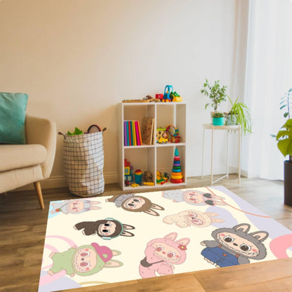 Cute Bunny Pastel Kids Room Rug