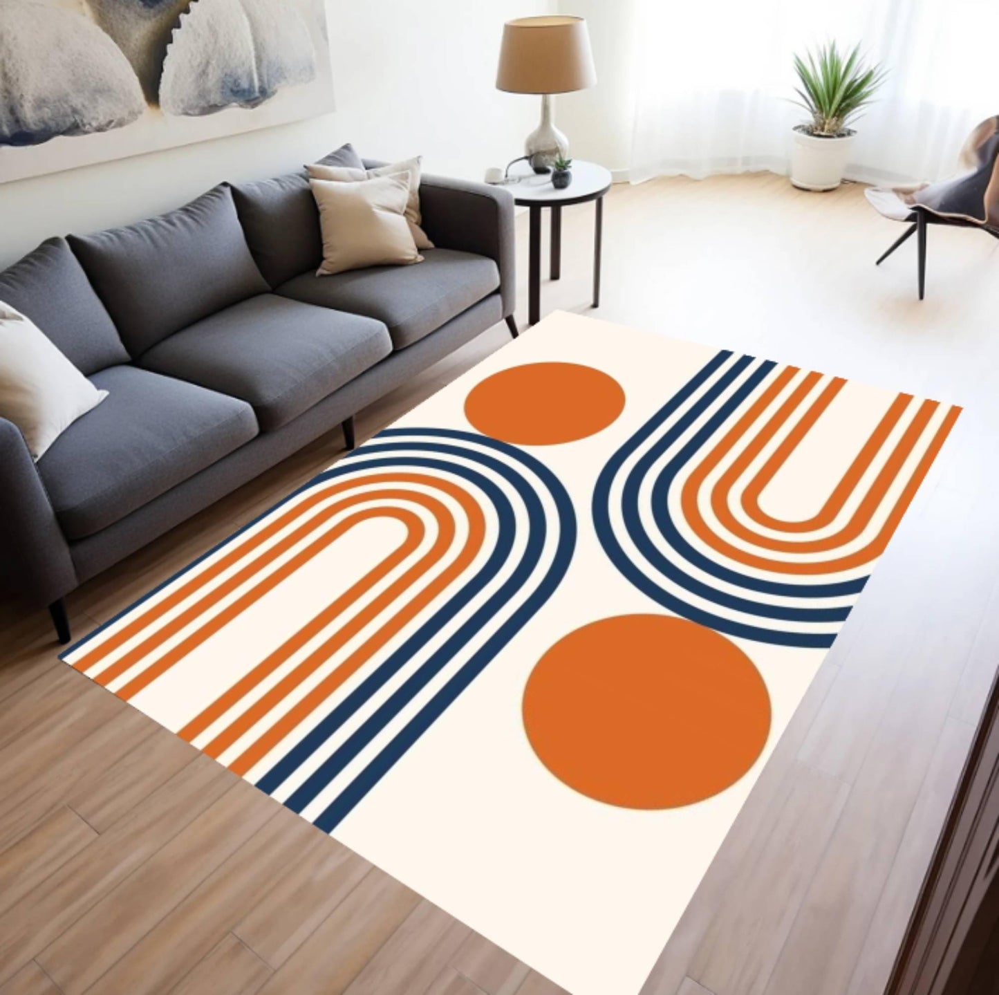 Mid-Century Modern Abstract Geometric Rug - Retro Area Rug