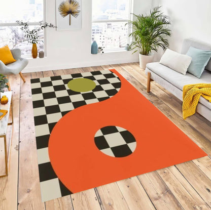 Abstract Geometric Checkerboard Rug Modern Retro Rug