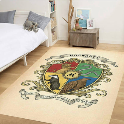 Wizard School Magic Academy Emblem Washable Rug