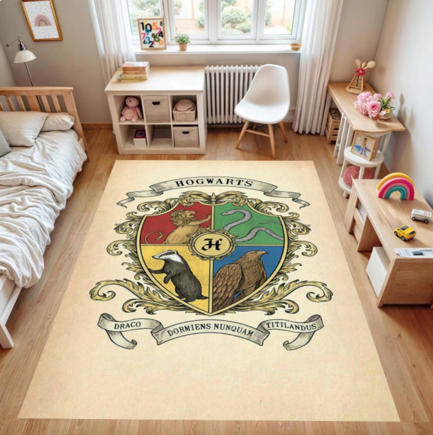 Wizard School Magic Academy Emblem Washable Rug