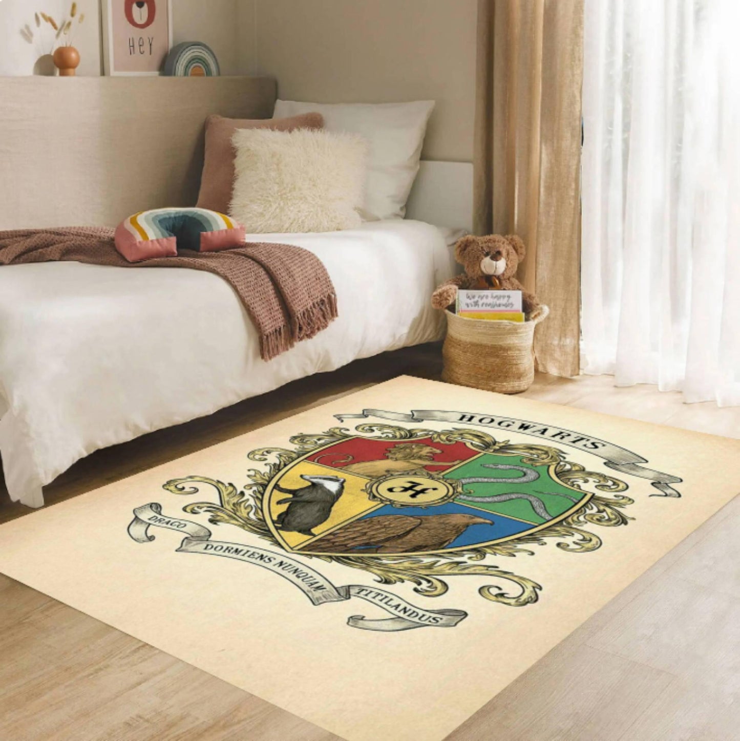 Wizard School Magic Academy Emblem Washable Rug