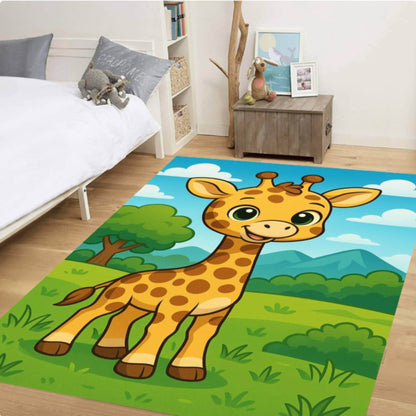 Washable Giraffe Decor Rug for Kids Room