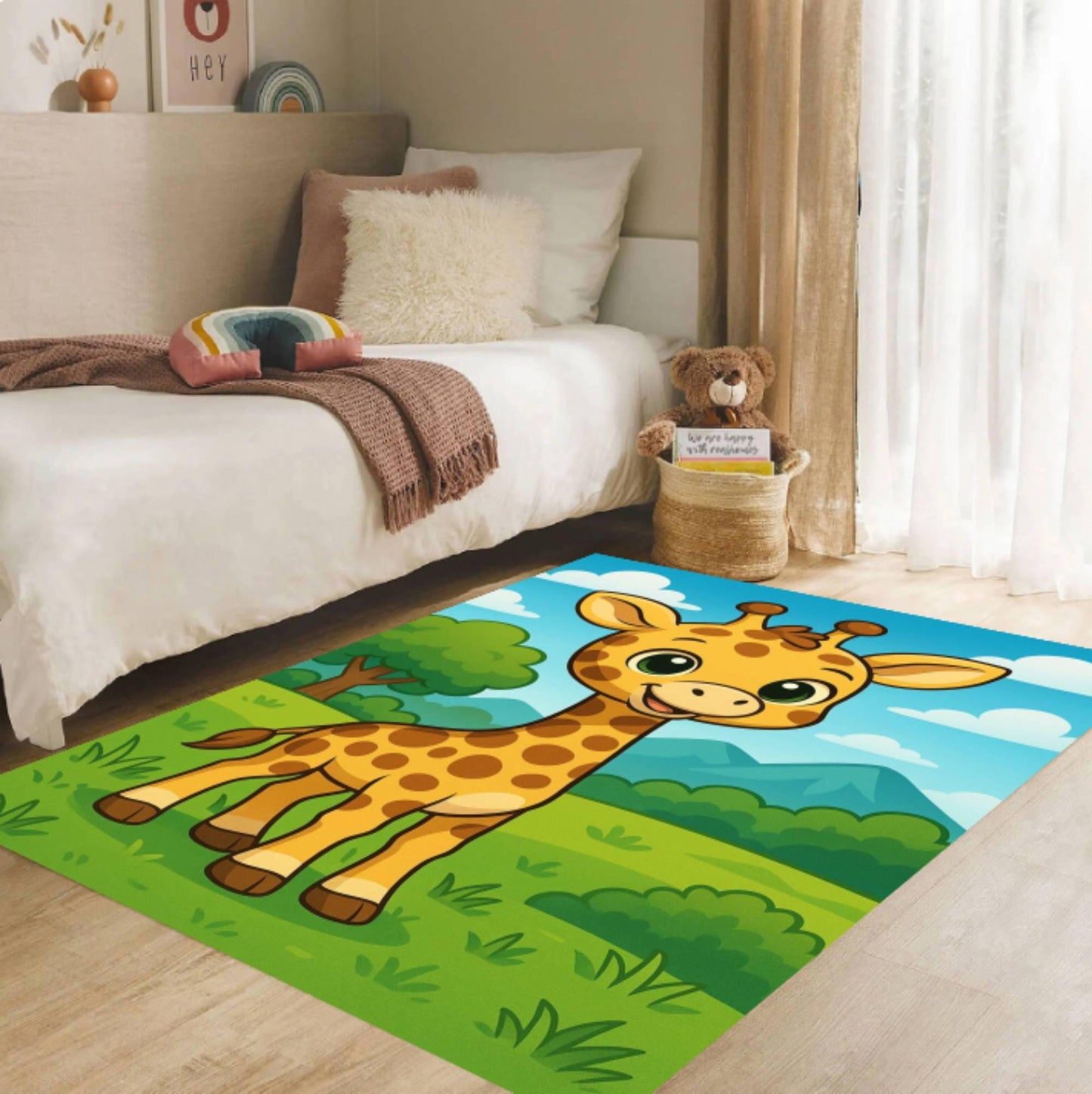 Washable Giraffe Decor Rug for Kids Room
