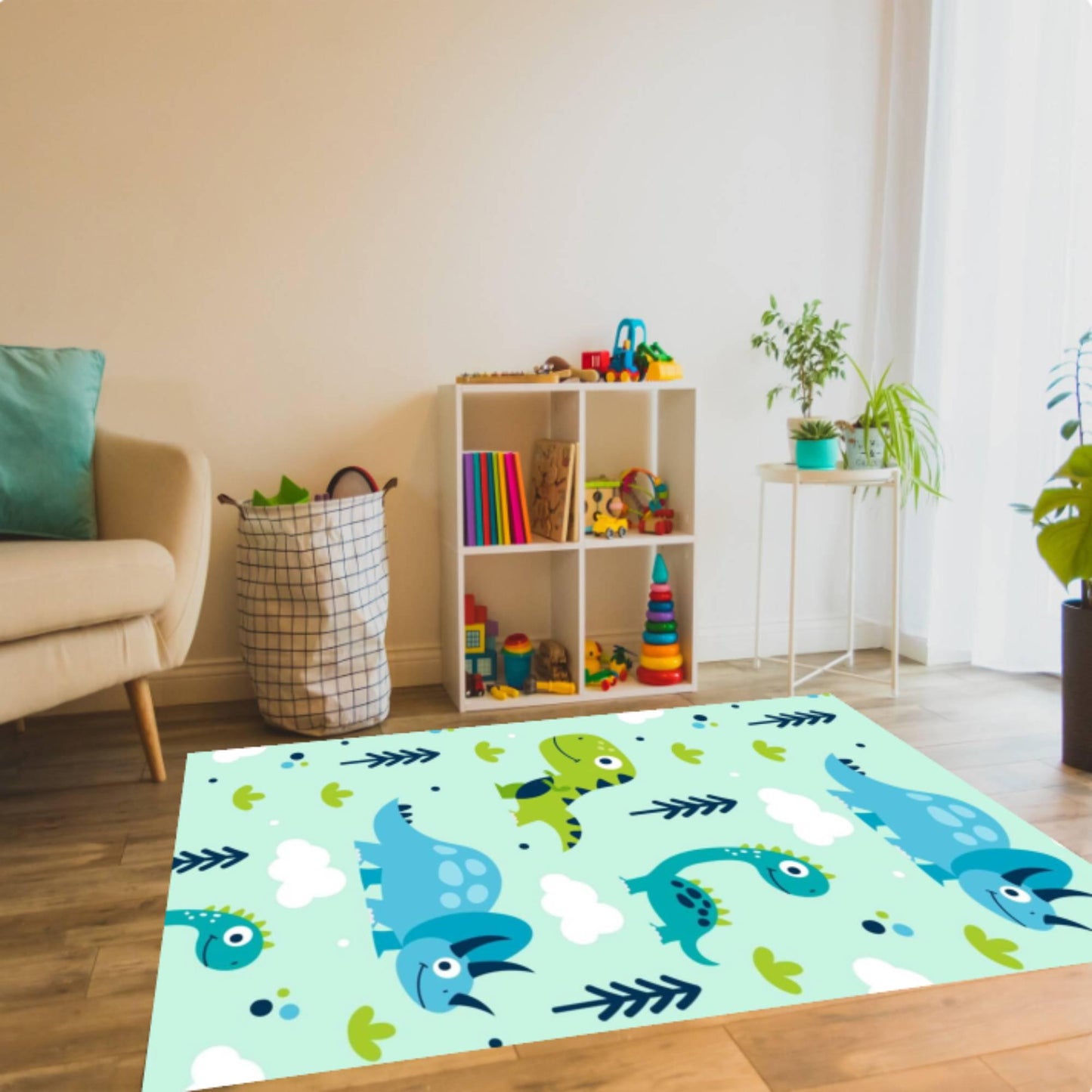 Kids Rug Dinosaur Decor Washable