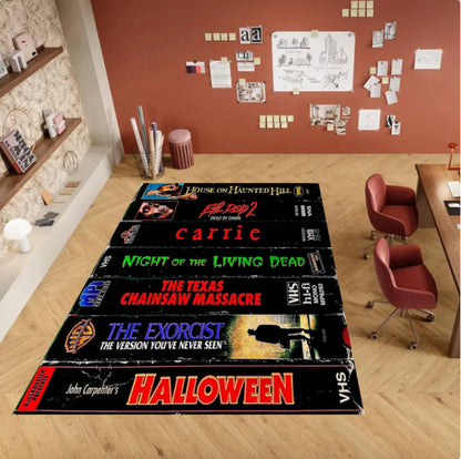 Classic Horror VHS Tape Rug | Retro Slasher Movie Area Rug
