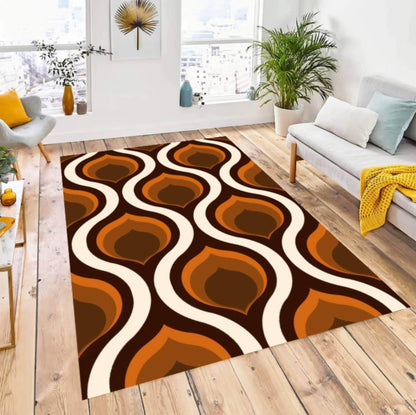 Mid-Century Modern Geometric Area Rug – Retro Abstract Washable