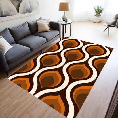 Mid-Century Modern Geometric Area Rug – Retro Abstract Washable
