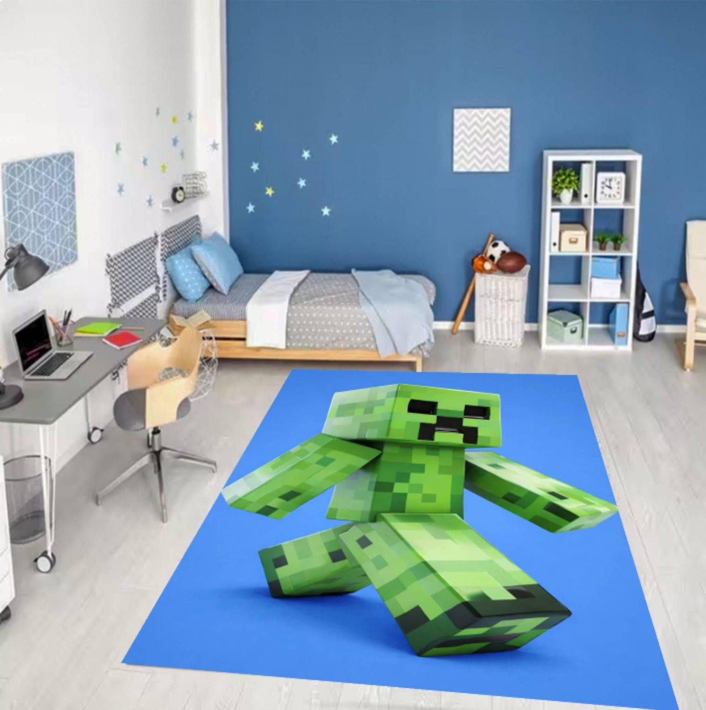 Pixel Green Monster Kids Gamer Rug