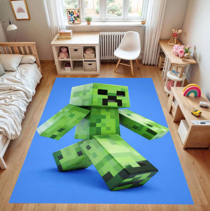Pixel Green Monster Kids Gamer Rug