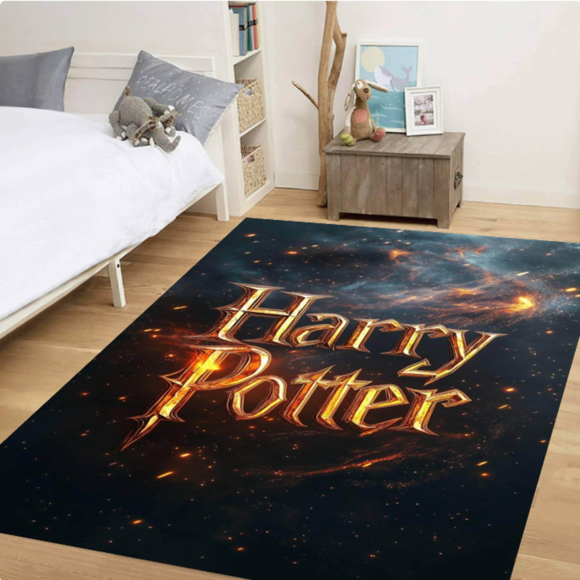 Wizard Fantasy Area Rug, Magic Galaxy Kids Room Carpet, Spell Inspired Floor Decor, Washable Non Slip Rug, Playroom Bedroom Mystic Style