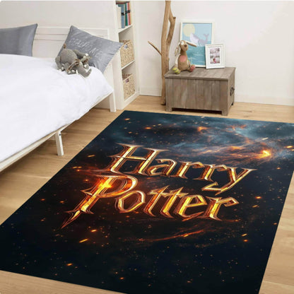 Wizard Fantasy Area Rug, Magic Galaxy Kids Room Carpet, Spell Inspired Floor Decor, Washable Non Slip Rug, Playroom Bedroom Mystic Style
