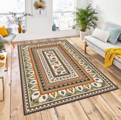 Vintage Folk Art Rug Geometric Ethnic Style Washable Non-slip