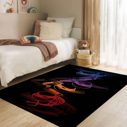 Dark Turtle Gamer Kids Rug - Washable Playroom & Game Room Decor Rug