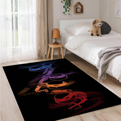 Dark Turtle Gamer Kids Rug - Washable Playroom & Game Room Decor Rug