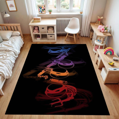 Dark Turtle Gamer Kids Rug - Washable Playroom & Game Room Decor Rug