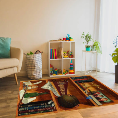 Magical Wizard Bookshelf Area Rug Washable