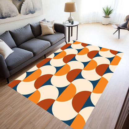 Mid-Century Modern Geometric Area Rug – Retro Abstract Colorful