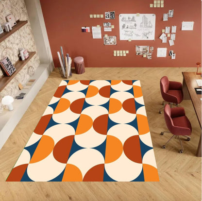Mid-Century Modern Geometric Area Rug – Retro Abstract Colorful