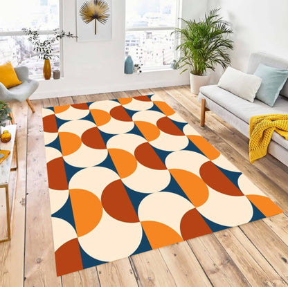 Mid-Century Modern Geometric Area Rug – Retro Abstract Colorful