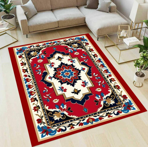 Classic Oriental Area Rug, Vintage Red Traditional Carpet, Living Room Decor Accent, Washable Rug, Non Slip Backing, Timeless Home Style