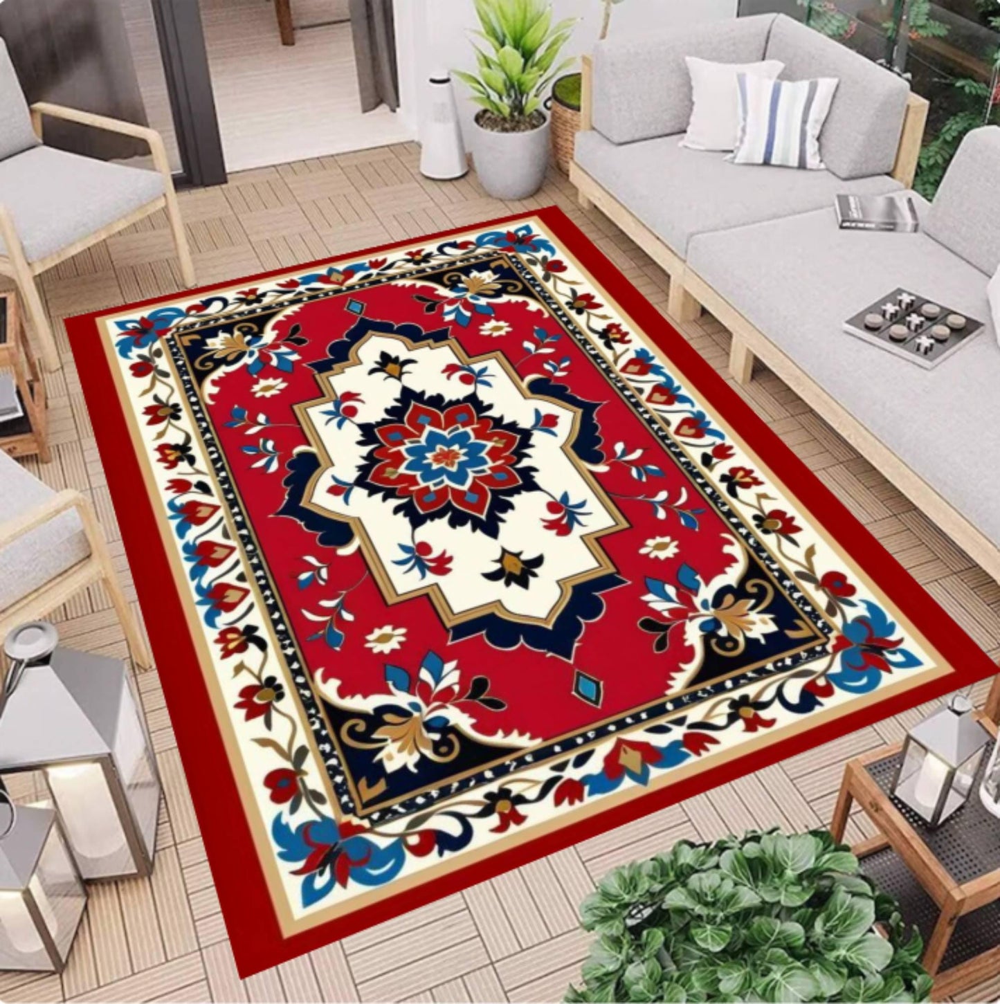 Classic Oriental Area Rug, Vintage Red Traditional Carpet, Living Room Decor Accent, Washable Rug, Non Slip Backing, Timeless Home Style