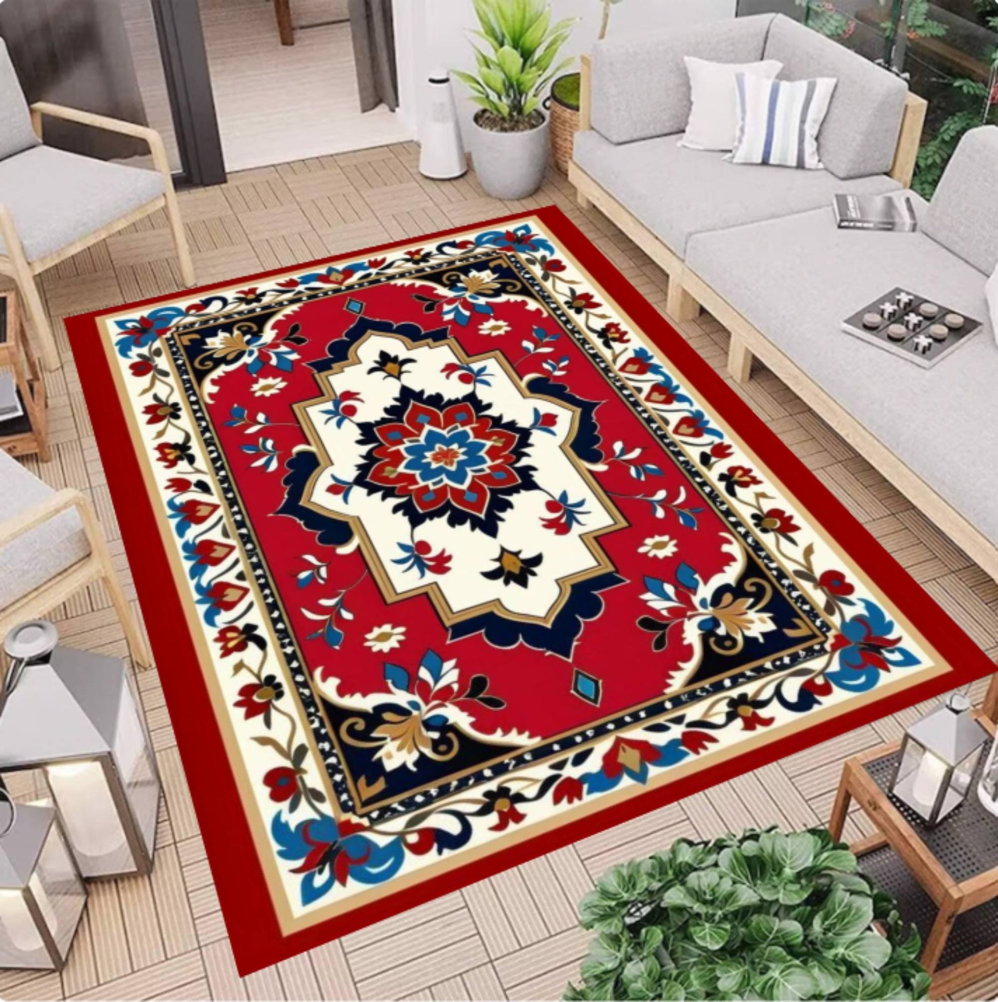 Classic Oriental Area Rug, Vintage Red Traditional Carpet, Living Room Decor Accent, Washable Rug, Non Slip Backing, Timeless Home Style