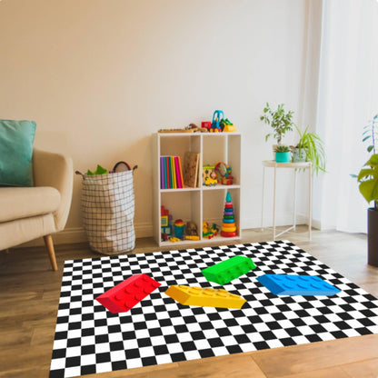 Kids Rug Toy Block Checkerboard Washable Rug