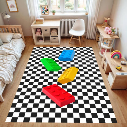 Kids Rug Toy Block Checkerboard Washable Rug