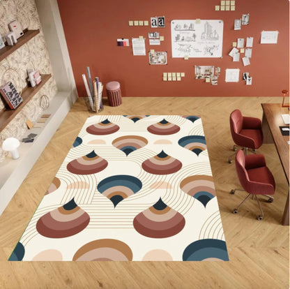 Modern Abstract Rug Retro Geometric Floor Decor Living Room Rug