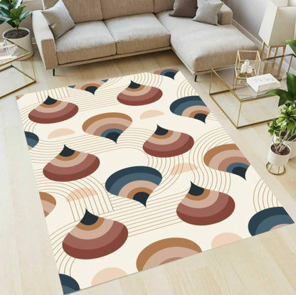 Modern Abstract Rug Retro Geometric Floor Decor Living Room Rug