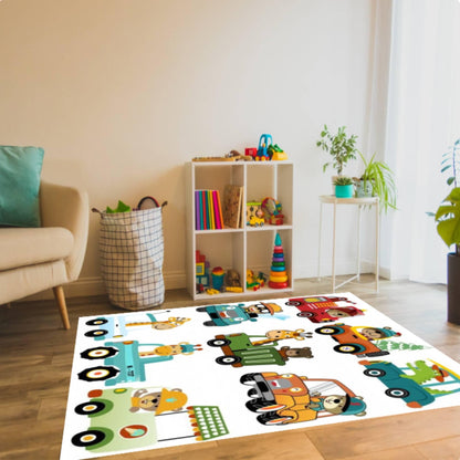 Animal Cars Kids Rug Washable Playroom Rug Decor Kids Room