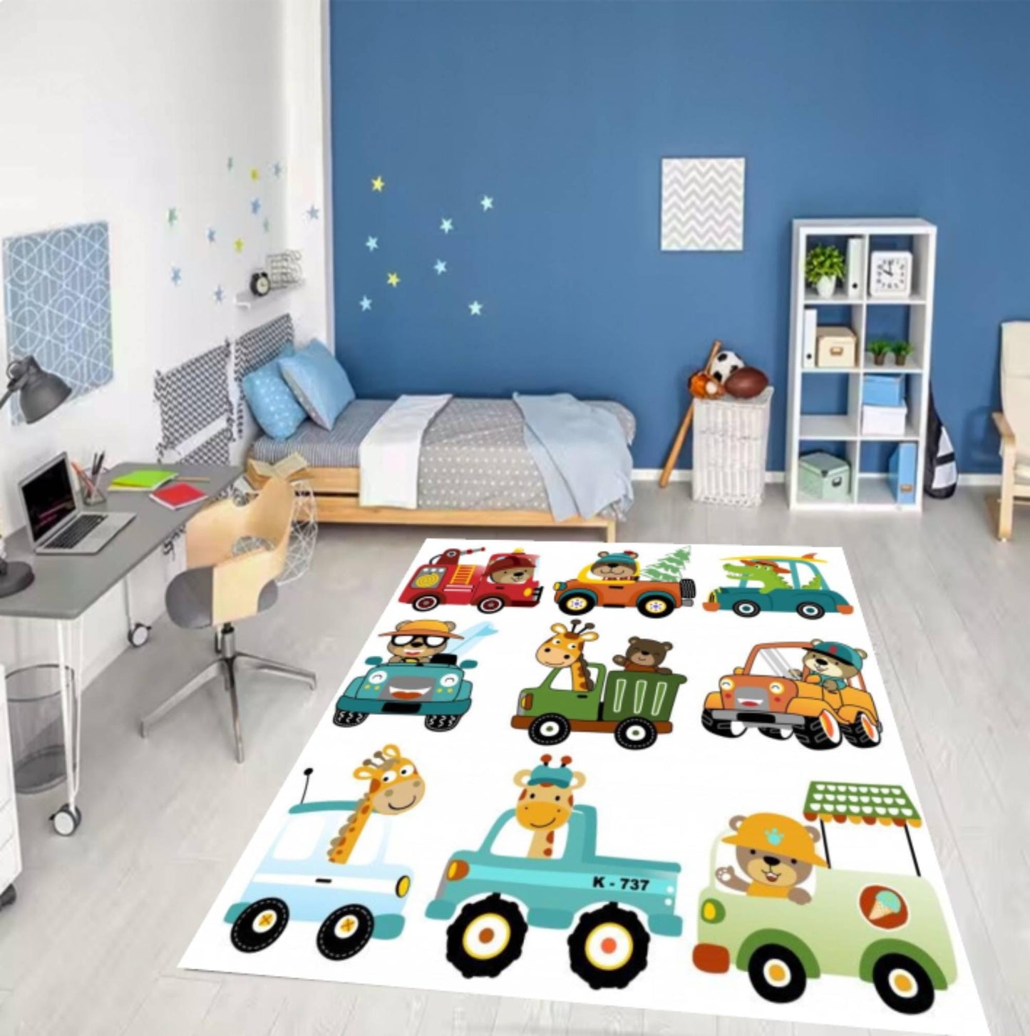 Animal Cars Kids Rug Washable Playroom Rug Decor Kids Room