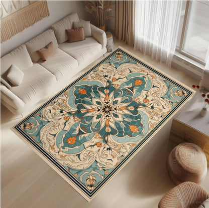 Vintage Boho Mandala Floral Rug - Washable Non-Slip Area Rug