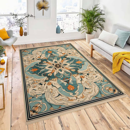 Vintage Boho Mandala Floral Rug - Washable Non-Slip Area Rug