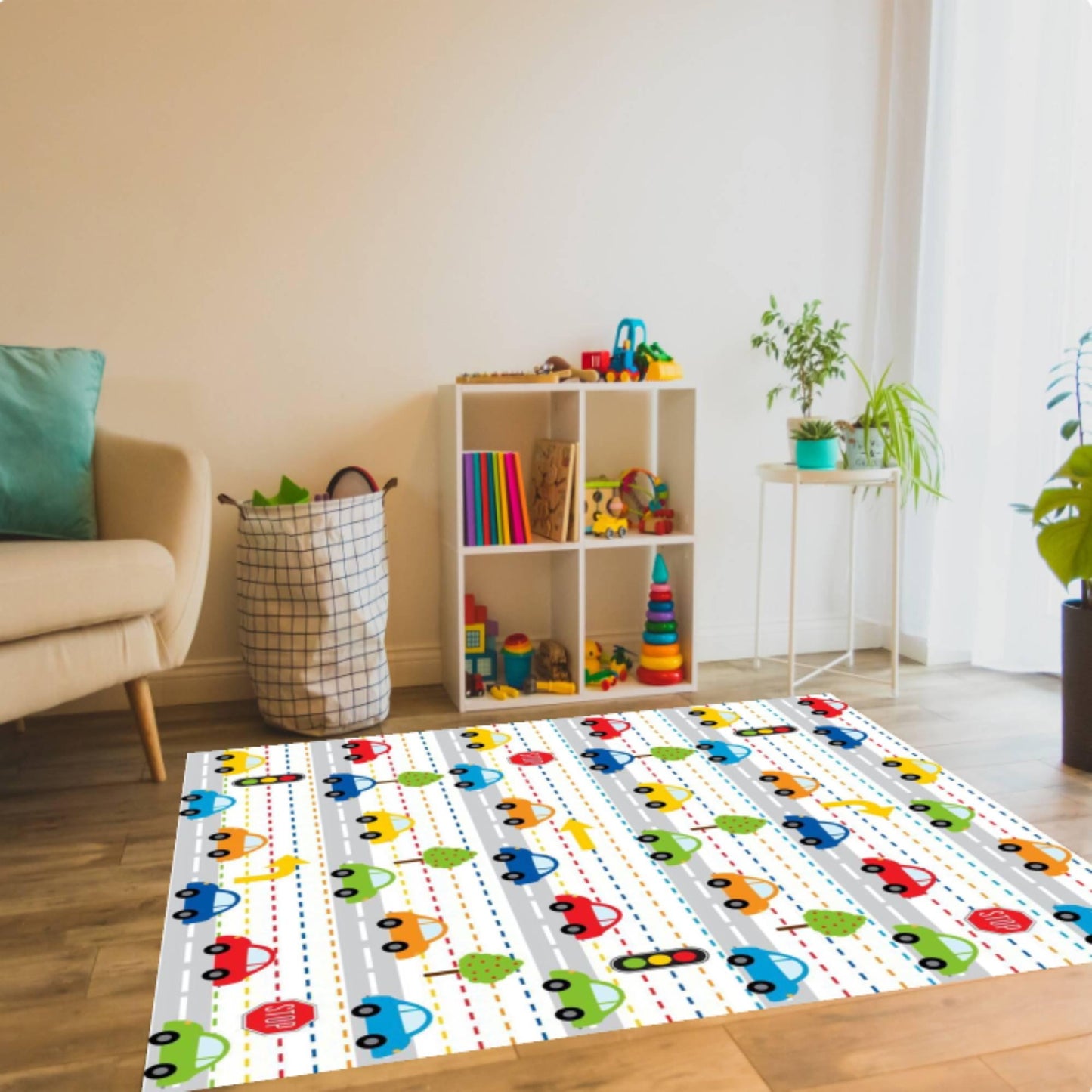 Kids City Traffic Road Map Area Rug – Play Car Track Washable