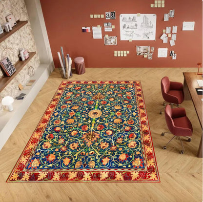 William Morris Holland Park Rug - Burgundy Red Vintage Gothic Floral Rug