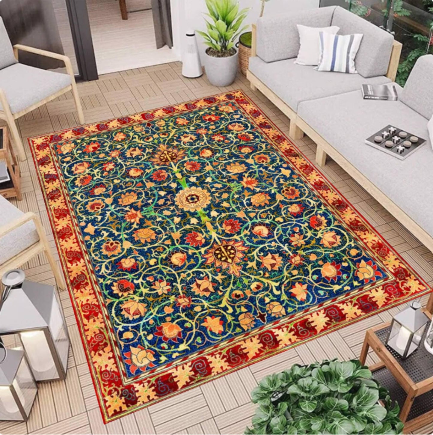 William Morris Holland Park Rug - Burgundy Red Vintage Gothic Floral Rug