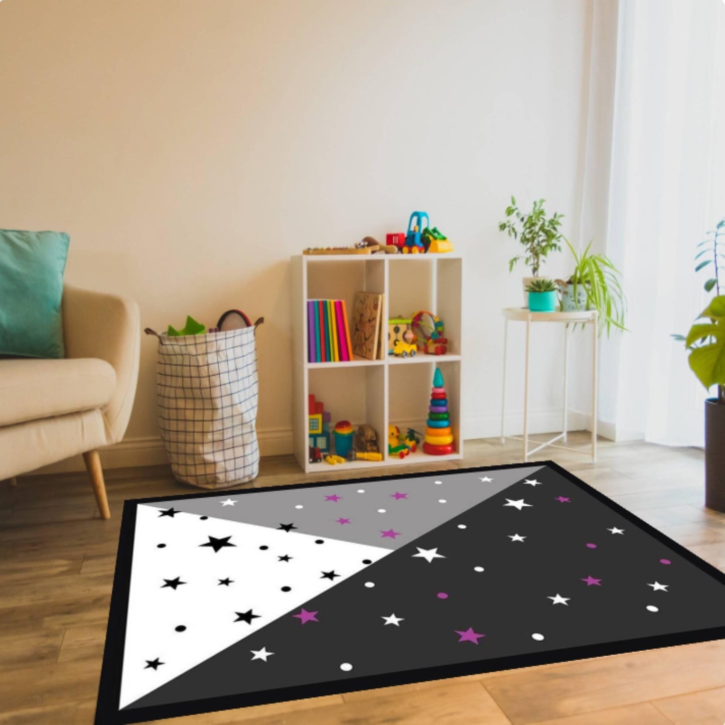 Modern Star Pattern Kids Rug - Washable Non-Slip Kids' Room Rug