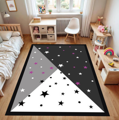 Modern Star Pattern Kids Rug - Washable Non-Slip Kids' Room Rug
