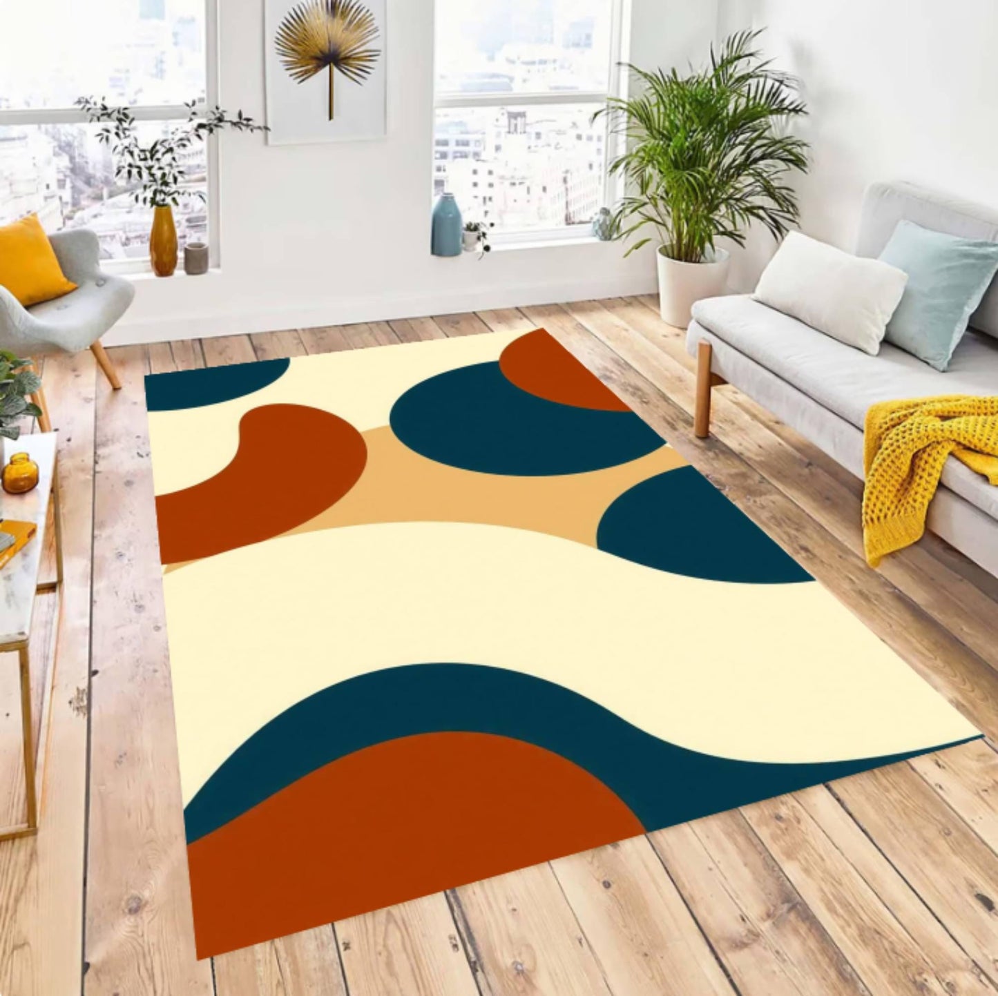 Mid-Century Modern Abstract Organic Rug - Mid-Century Area Rug