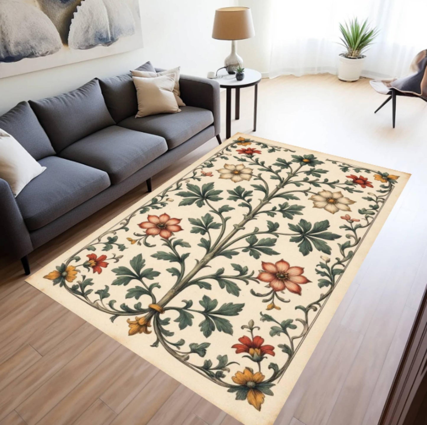 Cottagecore Floral Botanical Garden Rug Washable Non-slip